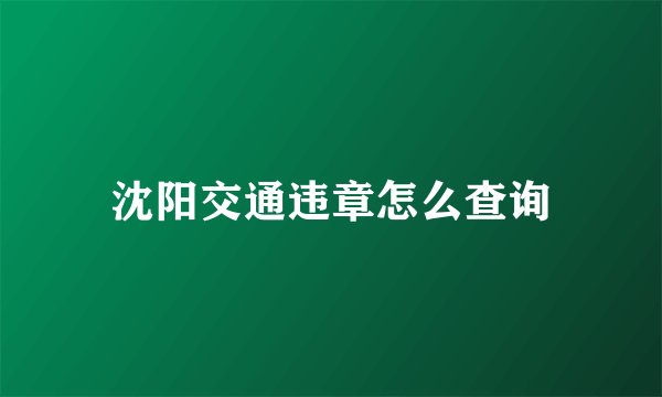 沈阳交通违章怎么查询
