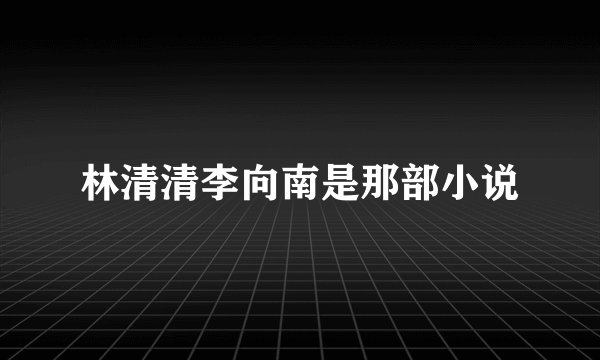 林清清李向南是那部小说