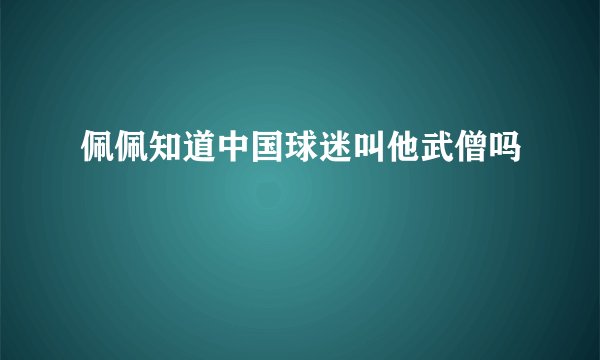 佩佩知道中国球迷叫他武僧吗