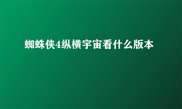 蜘蛛侠4纵横宇宙看什么版本
