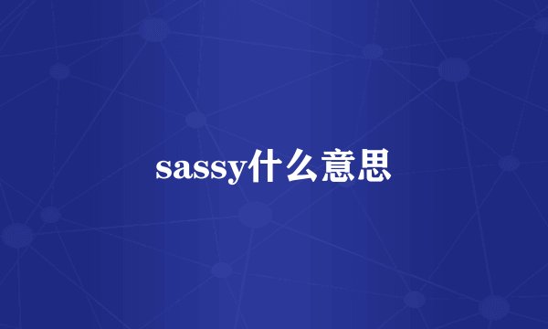 sassy什么意思