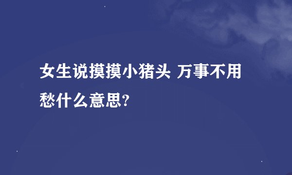 女生说摸摸小猪头 万事不用愁什么意思?