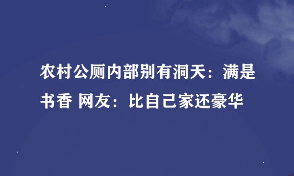 农村公厕内部别有洞天：满是书香 网友：比自己家还豪华