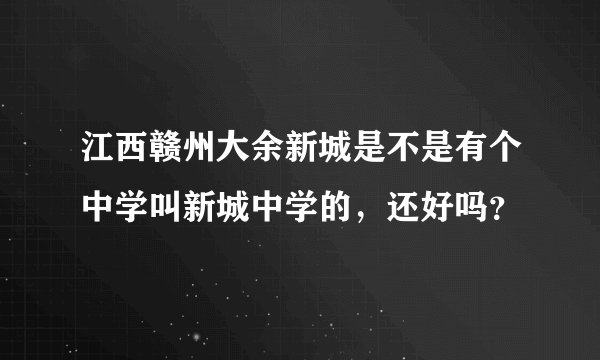 江西赣州大余新城是不是有个中学叫新城中学的，还好吗？