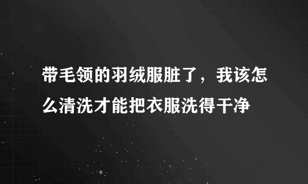 带毛领的羽绒服脏了，我该怎么清洗才能把衣服洗得干净