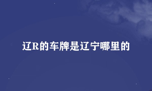 辽R的车牌是辽宁哪里的