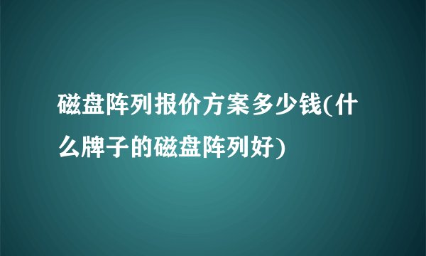 磁盘阵列报价方案多少钱(什么牌子的磁盘阵列好)