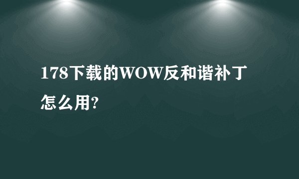 178下载的WOW反和谐补丁怎么用?