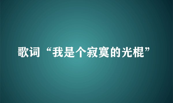 歌词“我是个寂寞的光棍”