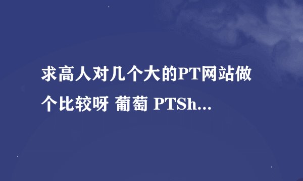 求高人对几个大的PT网站做个比较呀 葡萄 PTShow HDCity HDChina HDStar TorrentCCF。。。。。。