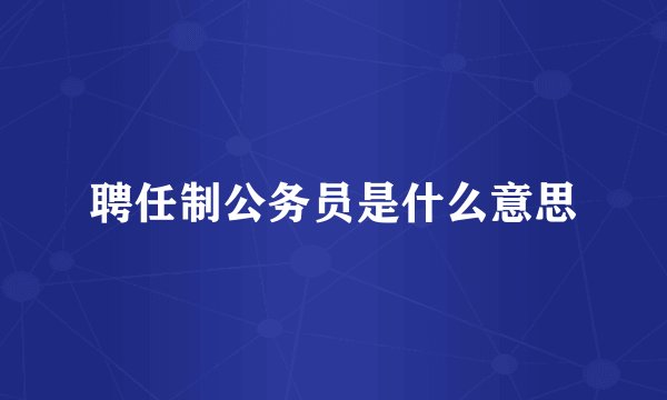 聘任制公务员是什么意思