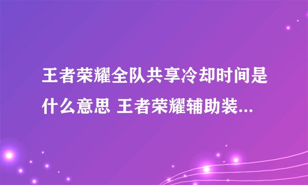 王者荣耀全队共享冷却时间是什么意思 王者荣耀辅助装备冷却时间详情