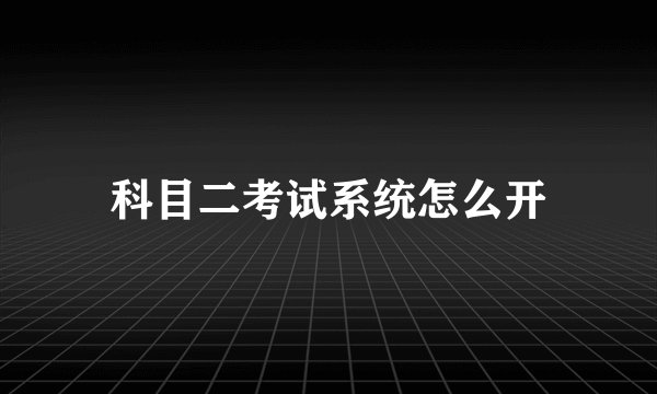 科目二考试系统怎么开