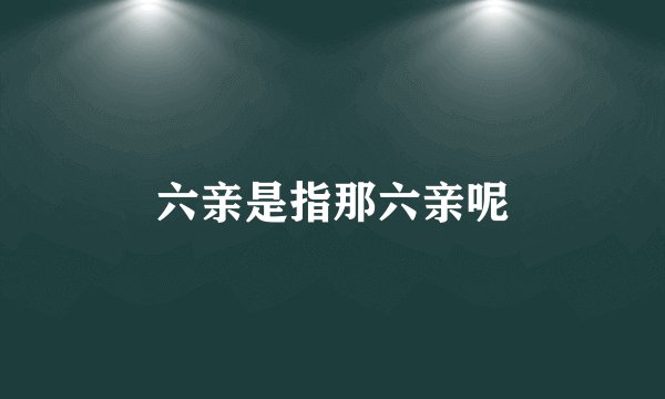 六亲是指那六亲呢