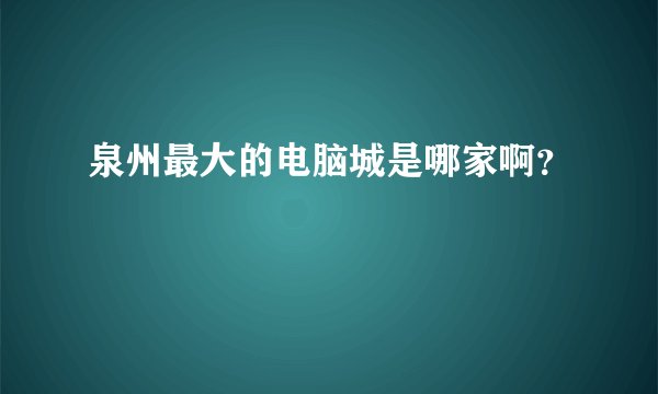 泉州最大的电脑城是哪家啊？