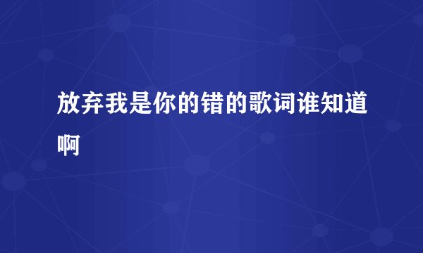 放弃我是你的错的歌词谁知道啊