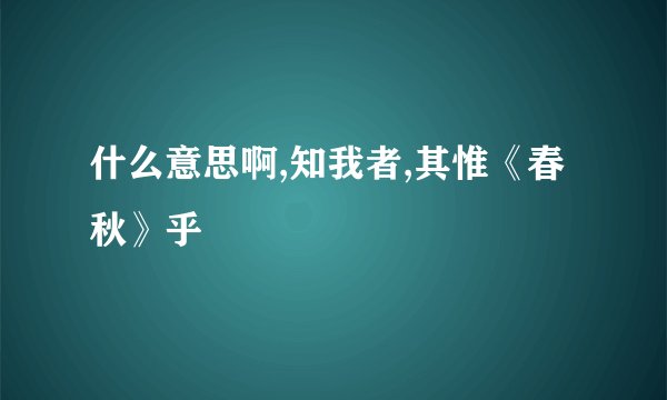 什么意思啊,知我者,其惟《春秋》乎