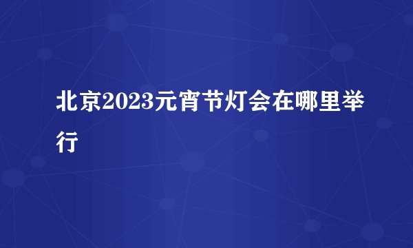 北京2023元宵节灯会在哪里举行