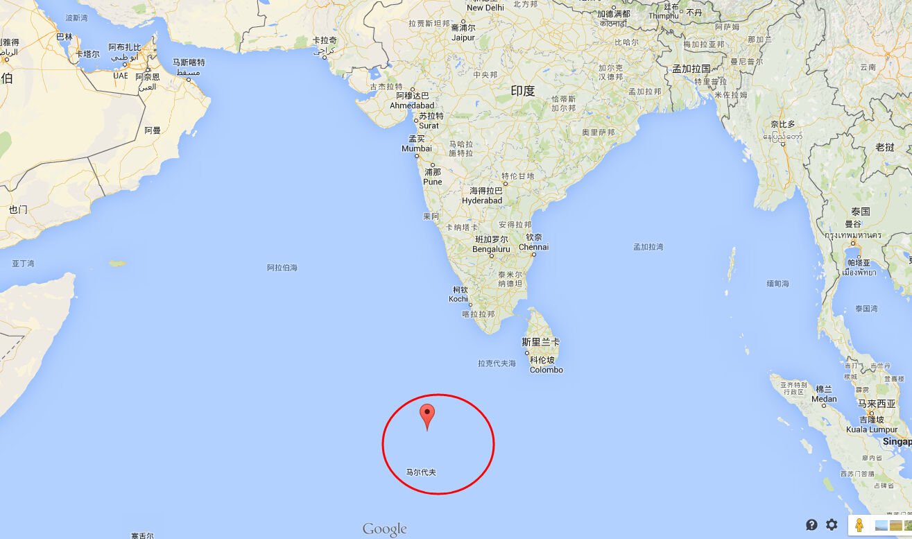 马尔代夫共和国的地图和周边国家的地图