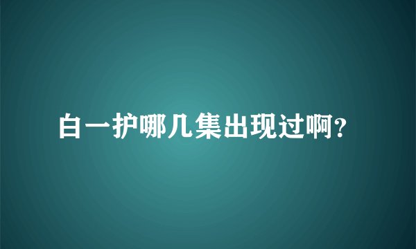 白一护哪几集出现过啊？
