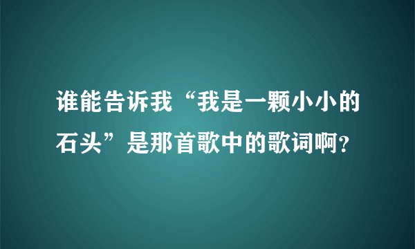谁能告诉我“我是一颗小小的石头”是那首歌中的歌词啊?