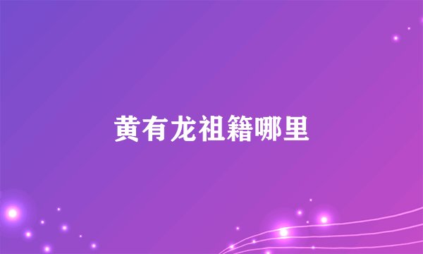 黄有龙祖籍哪里