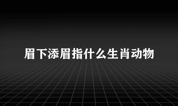 眉下添眉指什么生肖动物