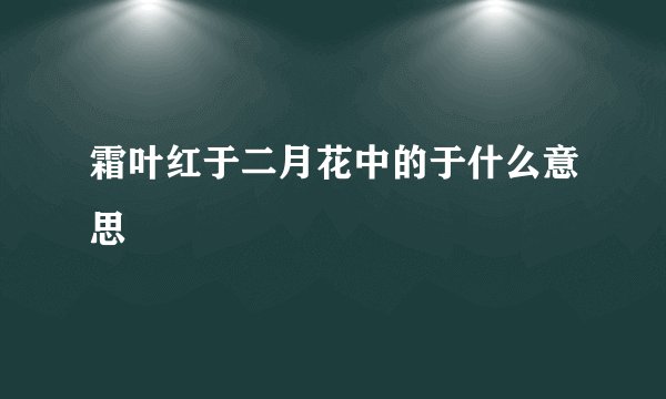 霜叶红于二月花中的于什么意思