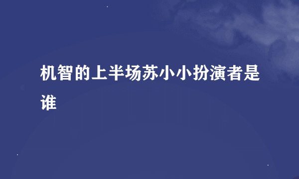 机智的上半场苏小小扮演者是谁