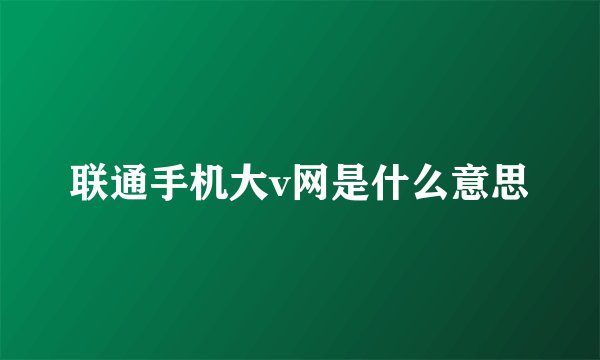 联通手机大v网是什么意思
