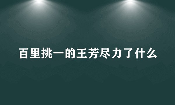百里挑一的王芳尽力了什么
