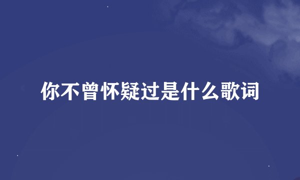 你不曾怀疑过是什么歌词