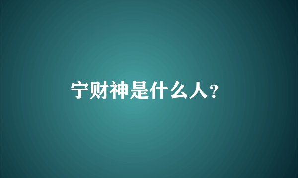 宁财神是什么人？
