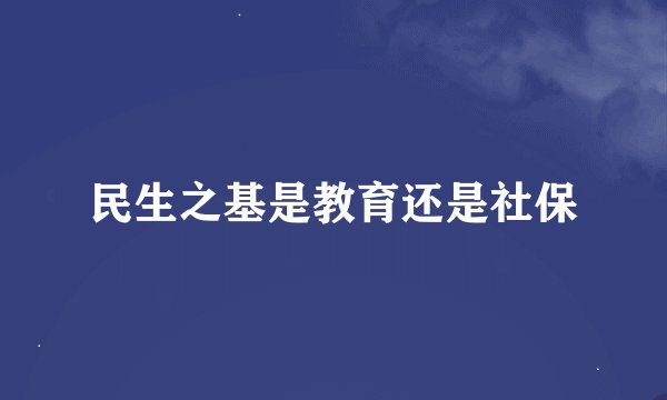 民生之基是教育还是社保