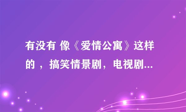 有没有 像《爱情公寓》这样的 ，搞笑情景剧，电视剧之类的，可以推荐的！！！