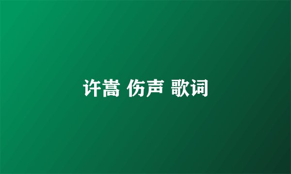 许嵩 伤声 歌词