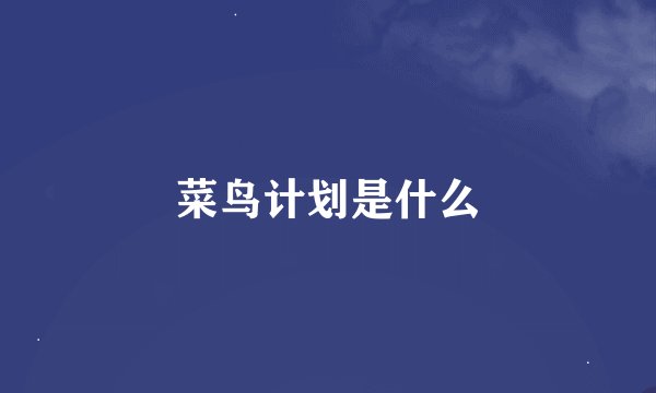 菜鸟计划是什么