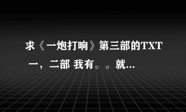 求《一炮打响》第三部的TXT 一，二部 我有。。就想看第三部呜呜