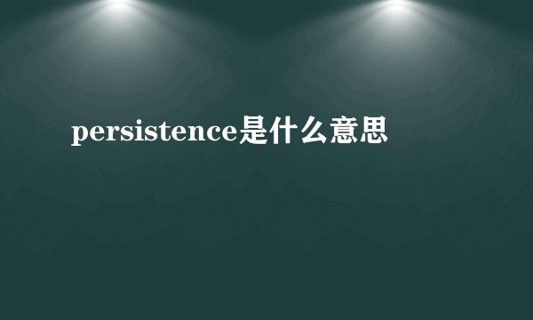persistence是什么意思