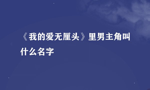 《我的爱无厘头》里男主角叫什么名字