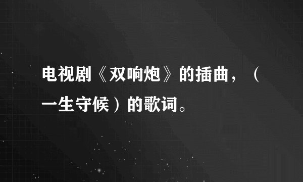电视剧《双响炮》的插曲，（一生守候）的歌词。