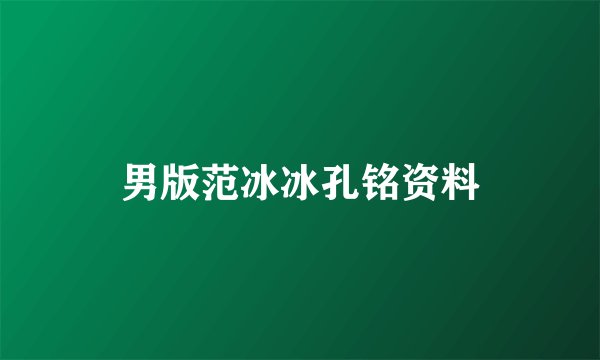男版范冰冰孔铭资料