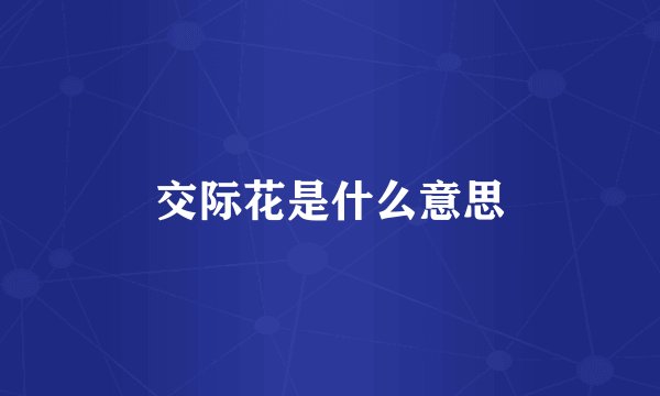 交际花是什么意思