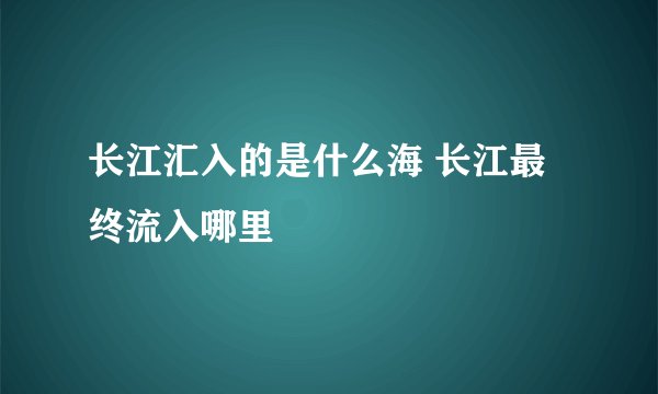 长江汇入的是什么海 长江最终流入哪里