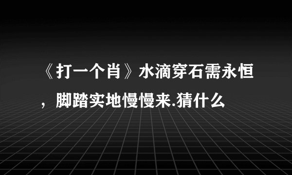 《打一个肖》水滴穿石需永恒，脚踏实地慢慢来.猜什么