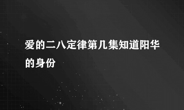 爱的二八定律第几集知道阳华的身份