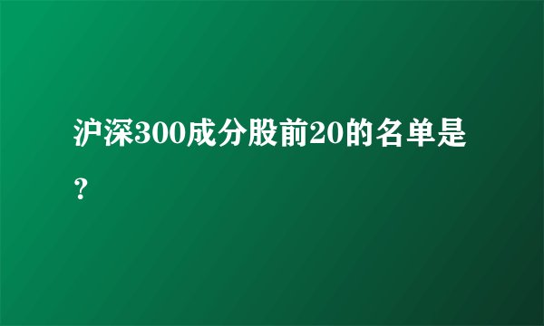 沪深300成分股前20的名单是？