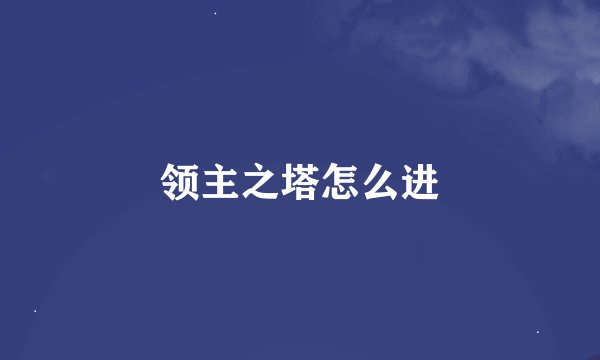 领主之塔怎么进