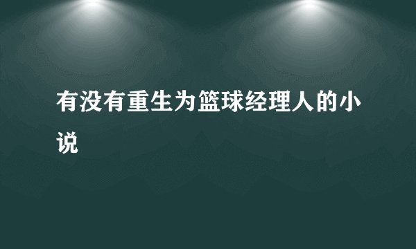 有没有重生为篮球经理人的小说