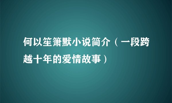 何以笙箫默小说简介（一段跨越十年的爱情故事）